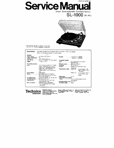 Technics SL-1900 Service Manual Direct Drive Automatic Turntable System - Type M, MC - (3.951Kb) pag. 14